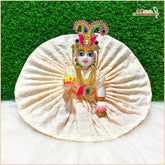 Cotton Plain Thread Work Peach Laddu Gopal Poshak